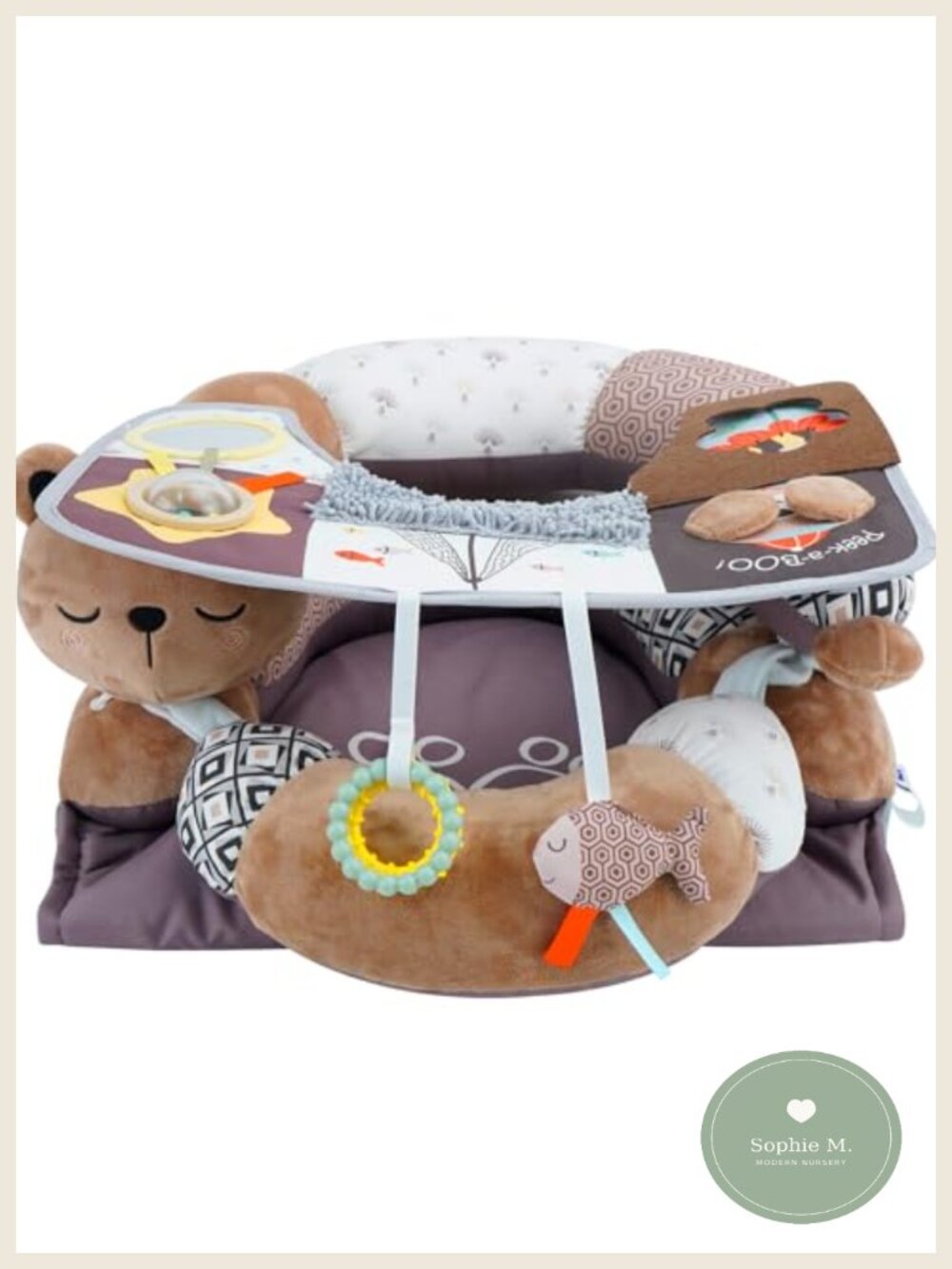 2-in-1 Tummy Time Mat & Seated Support Pillow with Detachable Toys